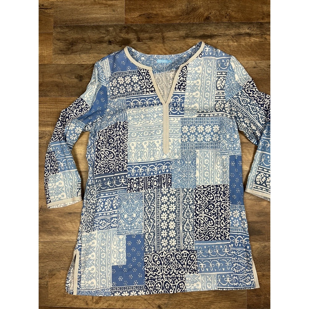 J MCLAUGHLIN MULTI BLUE‎ PRINT SHIRT - Size SMALL